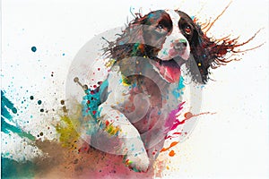 Happy pet dog watercolor illustration