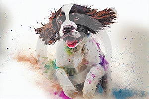 Happy pet dog watercolor illustration