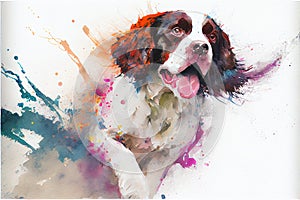 Happy pet dog watercolor illustration
