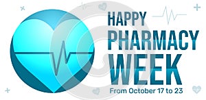 Happy Pharmacy week wallpaper with shapes and typography on the side