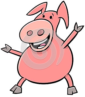 Happy pig animal character cartoon illustration