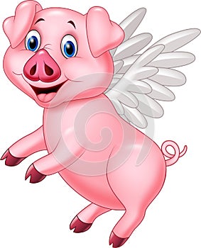 Happy pig flying