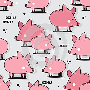 Happy pigs, colorful seamless pattern