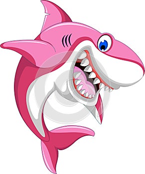 Happy pink Cartoon shark