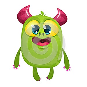 Happy pleased cartoon baby monster. Halloween vector illustration.