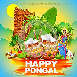 Happy Pongal greeting background photo