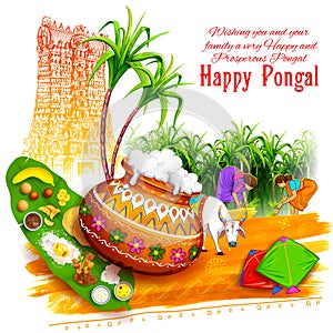 Happy Pongal greeting background photo