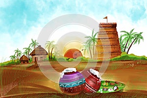 Happy pongal holiday harvest festival celebration card background