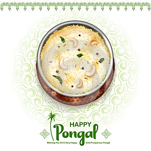 Happy Pongal Holiday Harvest Festival of Tamil Nadu South India greeting background