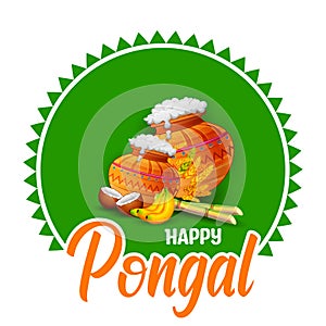 Happy Pongal Holiday Harvest Festival of Tamil Nadu South India greeting background