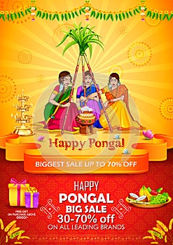 Happy Pongal Holiday Harvest Festival of Tamil Nadu South India Sale