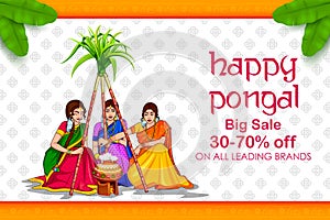 Happy Pongal Holiday Harvest Festival of Tamil Nadu South India Sale and Advertisement background