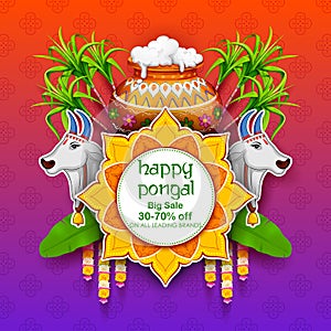 Happy Pongal Holiday Harvest Festival of Tamil Nadu South India Sale and Advertisement background photo