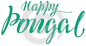 Happy Pongal lettering text for greeting card