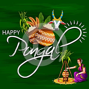 Happy Pongal religious festival of South India celebration background
