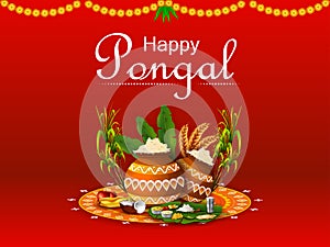 Happy Pongal religious festival of South India celebration background