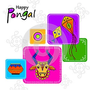 Happy Pongal religious festival of South India celebration background. photo