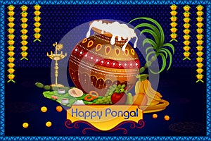 Happy Pongal religious holiday background for harvesting festival of India