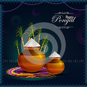 Happy Pongal religious holiday background for harvesting festival of India