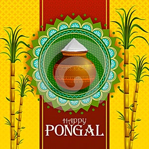 Happy Pongal religious holiday background for harvesting festival of India