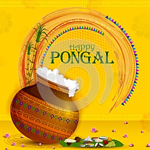 Happy Pongal religious holiday background for harvesting festival of India