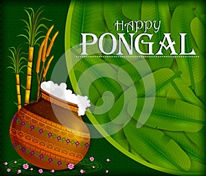 Happy Pongal religious holiday background for harvesting festival of India