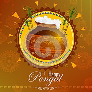 Happy Pongal religious holiday background for harvesting festival of India