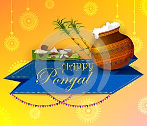 Happy Pongal religious holiday background for harvesting festival of India