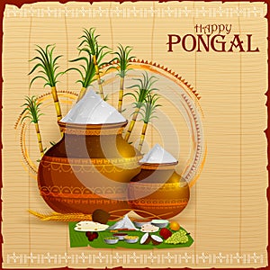 Happy Pongal religious holiday background for harvesting festival of India