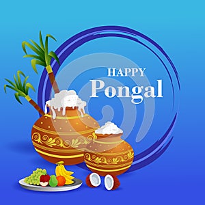 Happy Pongal religious holiday background for harvesting festival of India