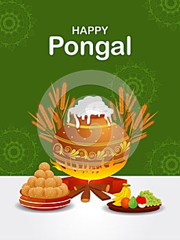 Happy Pongal religious holiday background for harvesting festival of India