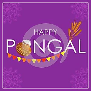 Happy Pongal religious holiday background for harvesting festival of India