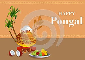 Happy Pongal religious holiday background for harvesting festival of India