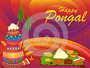 Happy Pongal religious traditional festival of Tamil Nadu India celebration background