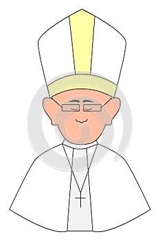 Happy pope with glasses, illustration, vector