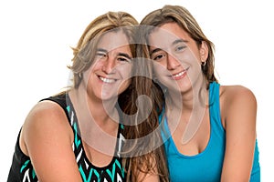 Happy portrait of a happy mother and her teen daughter