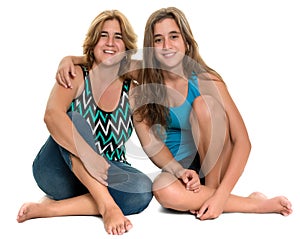 Happy portrait of a happy mother and her teen daughter