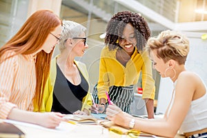 Happy positive women involving in workshop,