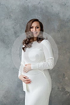 Happy pregnancy. Beautiful pregnant woman portrait