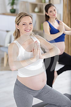 Happy pregnant ladies preparing for labour happy motherhood