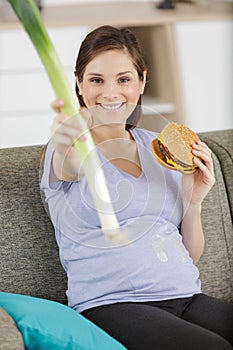 happy pregnant prefers leaks to burgers