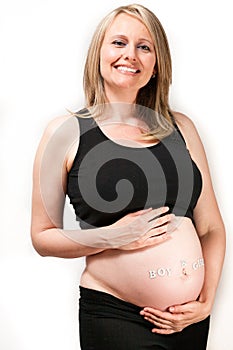 Happy Pregnant Woman Expecting Twins