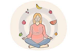Happy pregnant woman follow healthy diet