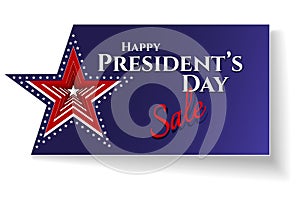 Happy President day Sale text card american flag stars on a blue background Patriotic american theme USA flag pattern stars