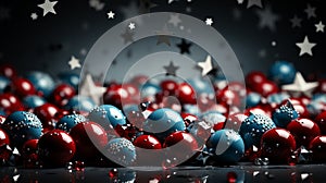 Happy President\'s Day with confetti and stars background. AI Generated.