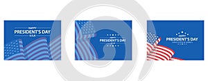 Happy President's Day dark blue background with the US flag, Banner, Poster, Greeting Card,