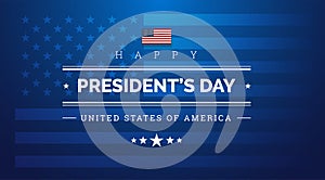 Happy President`s Day dark blue background with the US flag - vector