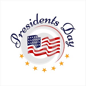 Happy Presidents Day hand drawn text lettering for Presidents day in USA vector illustration graphic design. Colorful calligraphic