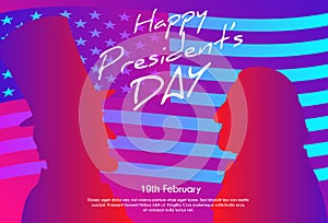 Happy Presidents Day in USA Background. George Washington and Abraham Lincoln silhouettes with flag as background.