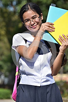 Happy Pretty Filipina School Girl Wearing Uniform